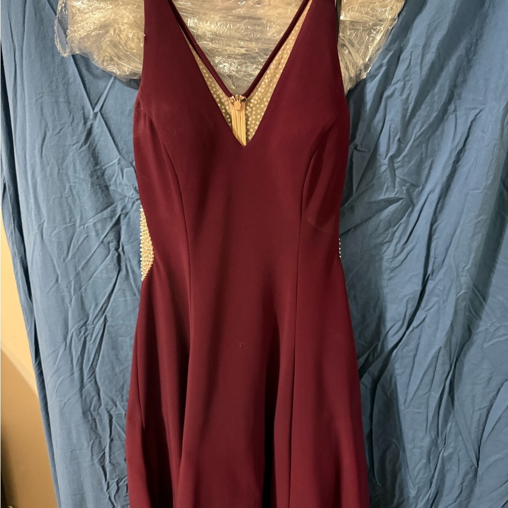 Xscape Deep Red Backless Dress